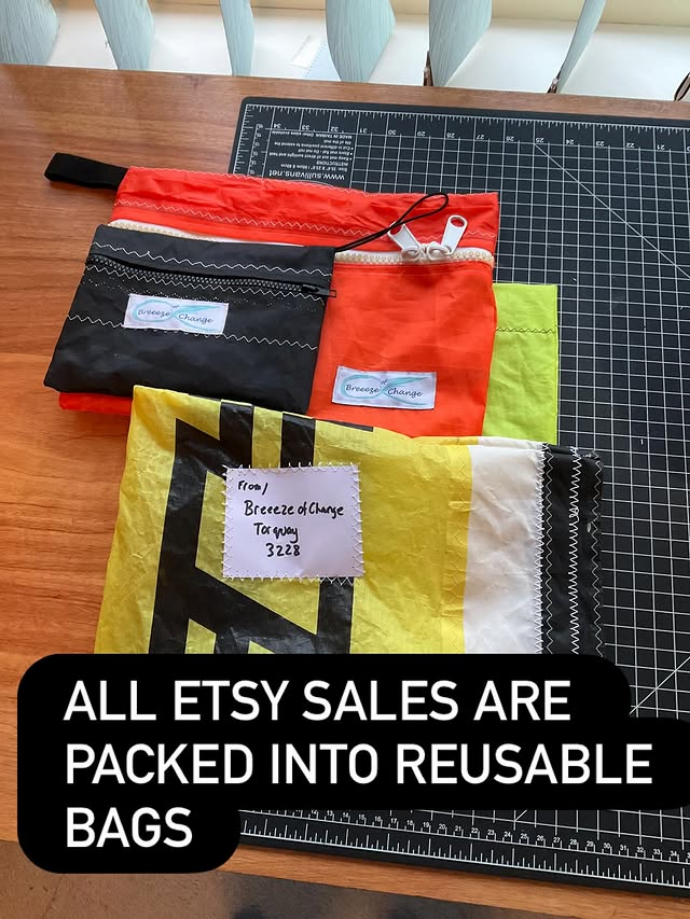 All Etsy sales are packed into reusable bags